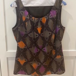 Elie Tahari Beautiful silk tank geometric Taupe Purple Tangerine Olive Black